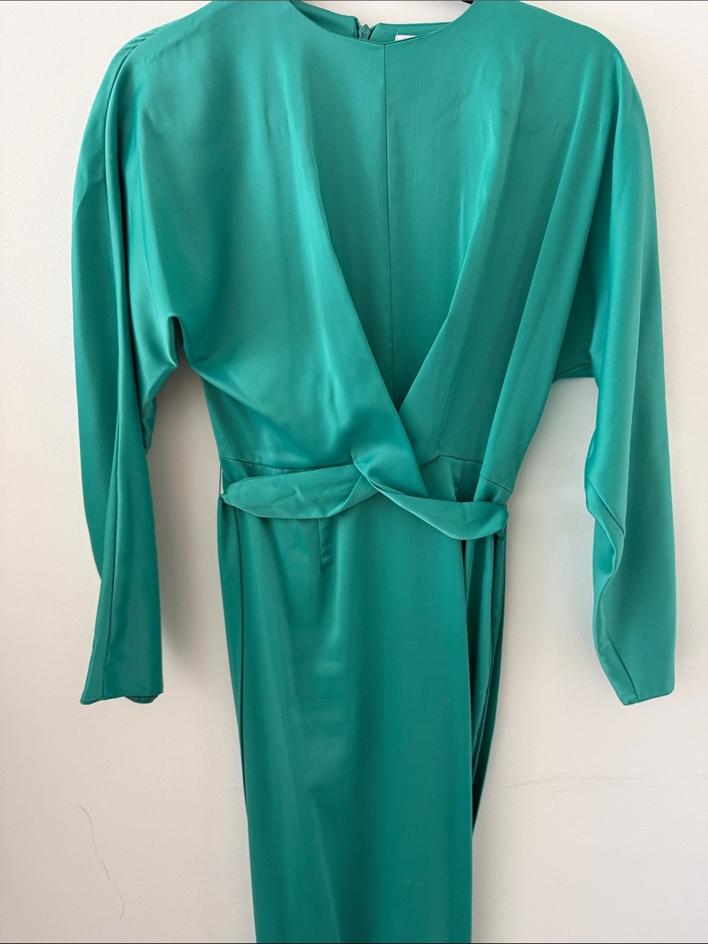 ASOS Design Aqua Green Satin Wrap-Front Dress